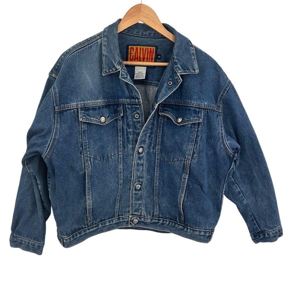 Vintage mid-1990s Calvin by CK boxy oversized cropped denim jacket size large